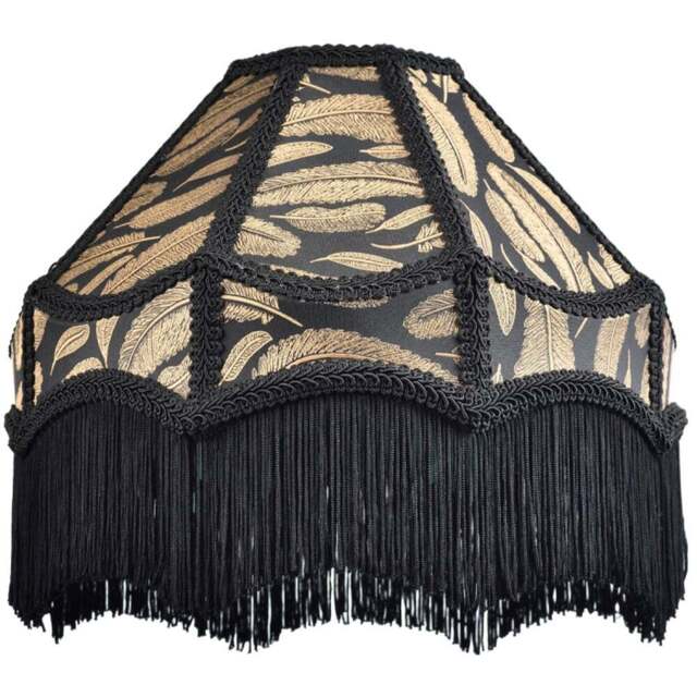 Happy Homewares Black Victorian Empire Tassels and Golden Leaves Pendant Shade - Size: 19 x 30 x 30cm - Wilko - image 1