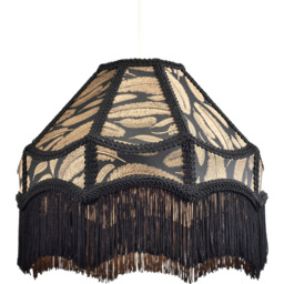 Happy Homewares Black Victorian Empire Tassels and Golden Leaves Pendant Shade - Size: 19 x 30 x 30cm - Wilko - thumbnail 4
