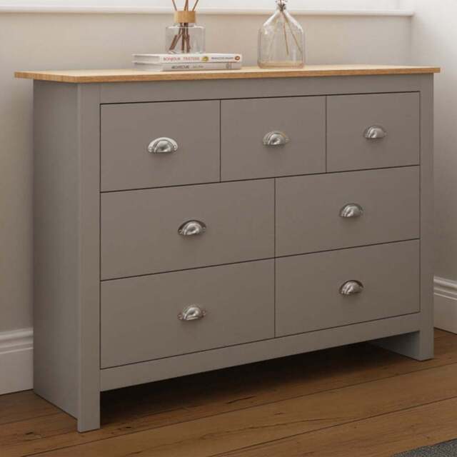 GFW Lancaster 7 Drawer Grey Merchants Chest of Drawers - Wilko - image 1