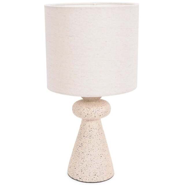 ValueLights Cady Stone Effect Natural Drum Shade LED Table Lamp - Size: 41 x 20 x 20cm - Cream - Wilko - image 1