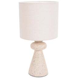 ValueLights Cady Stone Effect Natural Drum Shade LED Table Lamp - Size: 41 x 20 x 20cm - Cream - Wilko