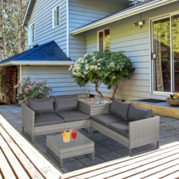 Outsunny 4 Seater Grey Rattan Corner Lounge Set - Wilko - thumbnail 5