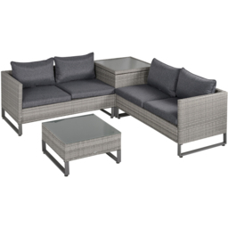 Outsunny 4 Seater Grey Rattan Corner Lounge Set - Wilko - thumbnail 3