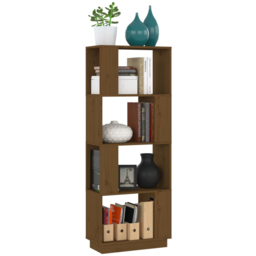 vidaXL 4 Shelf Honey Brown Pine Wood Bookcase - Size: 132 x 51 x 25cm - Wilko - thumbnail 5