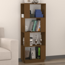 vidaXL 4 Shelf Honey Brown Pine Wood Bookcase - Size: 132 x 51 x 25cm - Wilko
