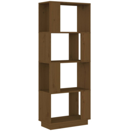 vidaXL 4 Shelf Honey Brown Pine Wood Bookcase - Size: 132 x 51 x 25cm - Wilko - thumbnail 3