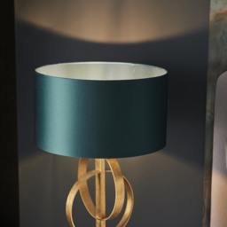 Merano Trento Antique Gold and Teal Satin Fabric Table Lamp - Size: 38 x 38 x 66cm - Wilko - thumbnail 6