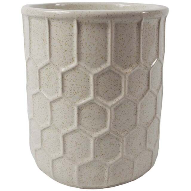 Botanik White Honeycomb Ceramic Planter 16 x 14cm - Size: 16 x 14 x 14cm - Wilko - image 1