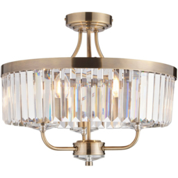 Merano Ascoli Clear Glass Antique Brass Plate Ceiling Light - Size: 45 x 45 x 38cm - Brown - Wilko - thumbnail 4