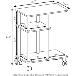 Walplus Espresso 2 Shelf Black U Shape Turn-N-Tube Side Table - Size: 29.49 x 56.79 x 50.01cm - Wilko - thumbnail 7