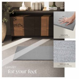 tectake Zonelle Grey Short Pile Ultra Soft Rug 110 x 60cm - Size: 79.5 x 56.5 x 68.5cm - Blue - Wilko - thumbnail 5