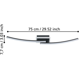 EGLO Lungolago Black Steel Minimalist Ceiling Light - Size: 6 x 14 x 74cm - Wilko - thumbnail 6