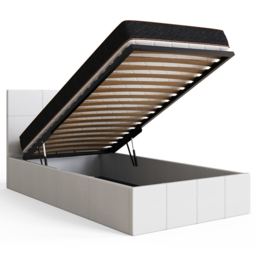 GFW Single White Faux Leather End Lift Ottoman Bed with Memory Pocket Spring Mattress - Wilko - thumbnail 6