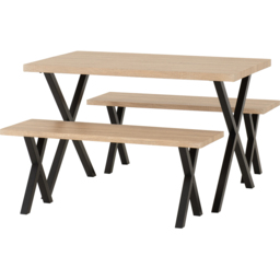 Seconique Buxton 4 Seater Dining Bench Set Light Oak Effect and Black - Light Oak/Black - Wilko - thumbnail 3