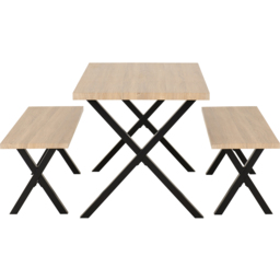 Seconique Buxton 4 Seater Dining Bench Set Light Oak Effect and Black - Light Oak/Black - Wilko - thumbnail 6