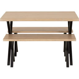 Seconique Buxton 4 Seater Dining Bench Set Light Oak Effect and Black - Light Oak/Black - Wilko - thumbnail 4