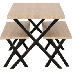 Seconique Buxton 4 Seater Dining Bench Set Light Oak Effect and Black - Light Oak/Black - Wilko - thumbnail 5