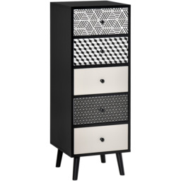 Portland Black 5 Drawer Storage Cabinet - Size: 40 x 40 x 111.5cm - Multi - Wilko - thumbnail 3