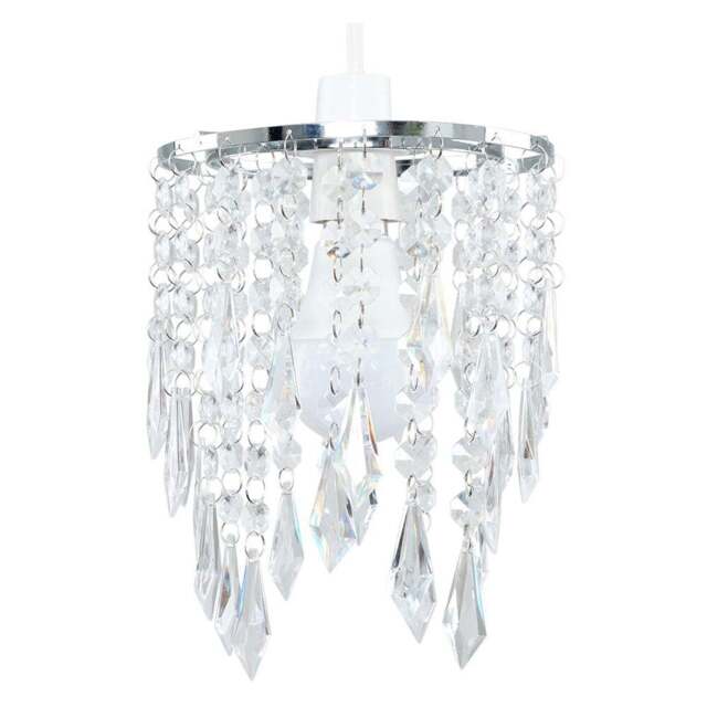 ValueLights Clear Acrylic Droplet Design Ceiling Pendant Lamp Shade - Size: 20 x 16 x 16cm - Silver - Wilko - image 1