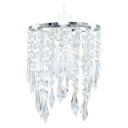 ValueLights Clear Acrylic Droplet Design Ceiling Pendant Lamp Shade - Size: 20 x 16 x 16cm - Silver - Wilko