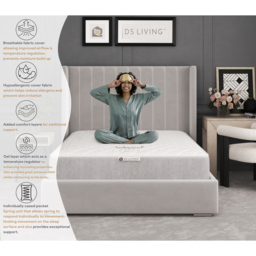 DS Living Aura Double 800 Pocket Sprung Comfort Layer Gel Enhanced Mattress - White - Wilko - thumbnail 7