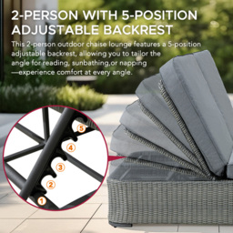 Sunjoy 2 Person Grey Patio Lounge Chair - Size: 32.2 x 112 x 32.2cm - Wilko - thumbnail 4