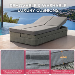Sunjoy 2 Person Grey Patio Lounge Chair - Size: 32.2 x 112 x 32.2cm - Wilko - thumbnail 6