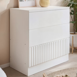 Flair Luca 3 Drawer White Ribbed Chest of Drawers - Wilko - thumbnail 1