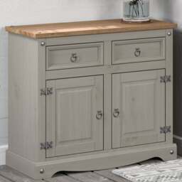 Core Products Corona 2 Door 2 Drawer Grey Small Sideboard - Size: 43 x 91 x 80cm - Wilko