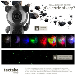 tectake Black LED Starry Sky Projector Astronaut with Bluetooth and Remote Control - Size: 23.5 x 12 x 11.5cm - Wilko - thumbnail 6