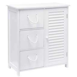 Kingston Single Door 3 Drawer White Floor Cabinet - Size: 60 x 70 x 30cm - Wilko - thumbnail 3