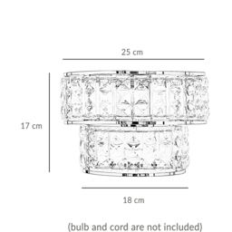 Innoteck 2 Tier Chrome Sparkly Acrylic Drum Lamp Shade - Size: 18 x 25 x 25cm - Clear - Wilko - thumbnail 6