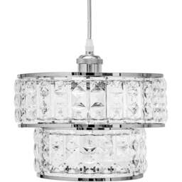 Innoteck 2 Tier Chrome Sparkly Acrylic Drum Lamp Shade - Size: 18 x 25 x 25cm - Clear - Wilko