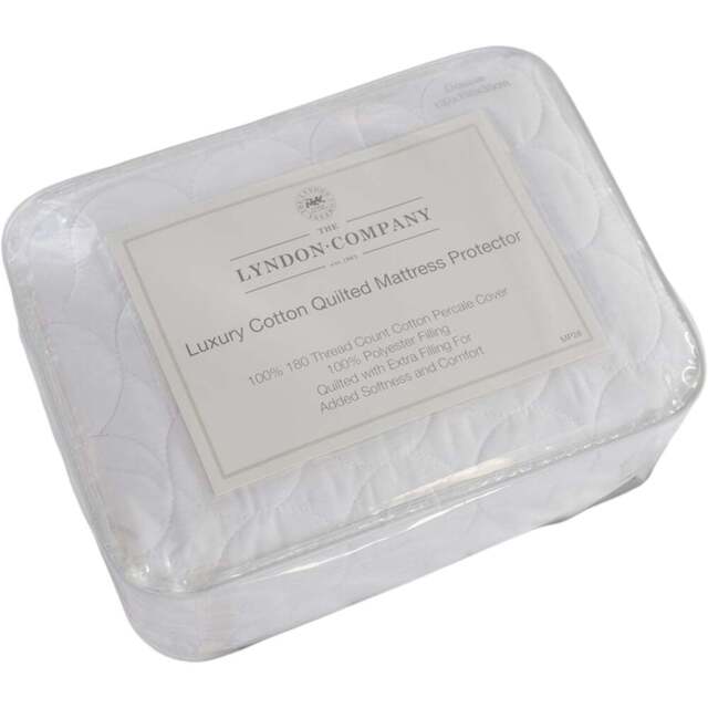 The Lyndon Company Double Cotton Quilted Mattress Protector - White - Wilko - image 1