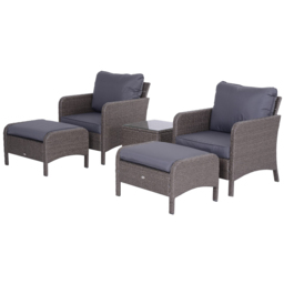 Outsunny 2 Seater Grey Rattan Lounge Set with Foot Stool - Wilko - thumbnail 3