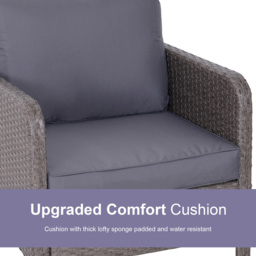 Outsunny 2 Seater Grey Rattan Lounge Set with Foot Stool - Wilko - thumbnail 6