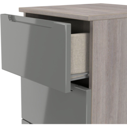 Crowndale Milan 5 Drawer Grey Gloss and Grey Oak Tall Bedside Cabinet Ready Assembled - Grey Gloss & Grey Oak - Wilko - thumbnail 7