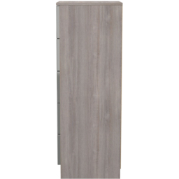Crowndale Milan 5 Drawer Grey Gloss and Grey Oak Tall Bedside Cabinet Ready Assembled - Grey Gloss & Grey Oak - Wilko - thumbnail 4