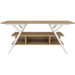 Decorotika Minerva Decorative 4 Open Shelf White and Oak TV Unit - Size: 55 x 120 x 35cm - Multi - Wilko - thumbnail 4