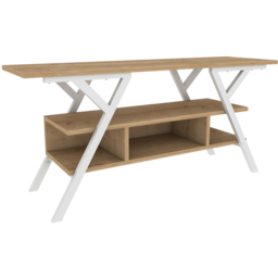 Decorotika Minerva Decorative 4 Open Shelf White and Oak TV Unit - Size: 55 x 120 x 35cm - Multi - Wilko - thumbnail 3