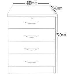 R White Cabinets 4 Drawer Grey Storage Unit - Size: 72.8 x 47.9 x 54cm - Wilko - thumbnail 6