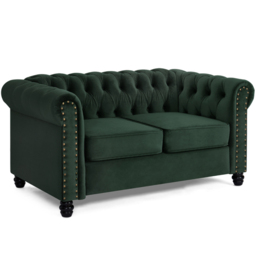 Home Detail Chesterfield 2 Seater Studded Green Velvet Sofa - Wilko - thumbnail 3