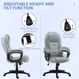 Portland Grey Executive Office Chair with High Back and Armrests - Size: 120 x 69 x 65cm - Wilko - thumbnail 7