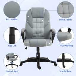 Portland Grey Executive Office Chair with High Back and Armrests - Size: 120 x 69 x 65cm - Wilko - thumbnail 6