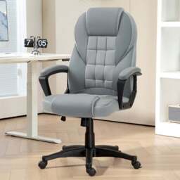 Portland Grey Executive Office Chair with High Back and Armrests - Size: 120 x 69 x 65cm - Wilko
