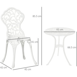 Outsunny 3pc Bistro Set White - Size: 2 Seater - Wilko - thumbnail 6