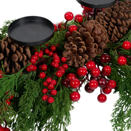 Festive Red Berry and Pinecone Candle Holder - Wilko - thumbnail 5