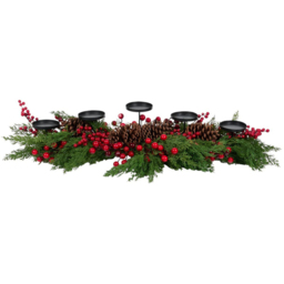Festive Red Berry and Pinecone Candle Holder - Wilko - thumbnail 1