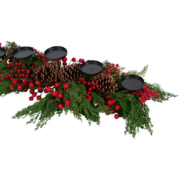 Festive Red Berry and Pinecone Candle Holder - Wilko - thumbnail 4