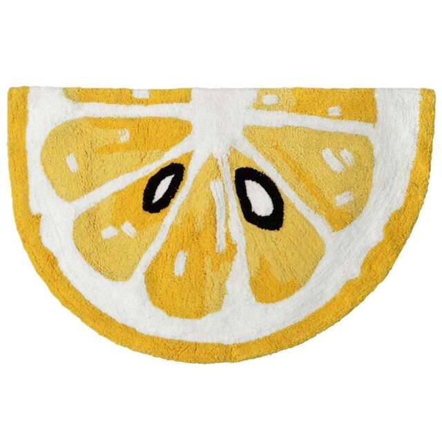 Mooky Mats Half Circle Lemon Slice Non Slip Bath Mat 50 x 80cm - Size: 50 x 80 x 1cm - Yellow - Wilko - image 1
